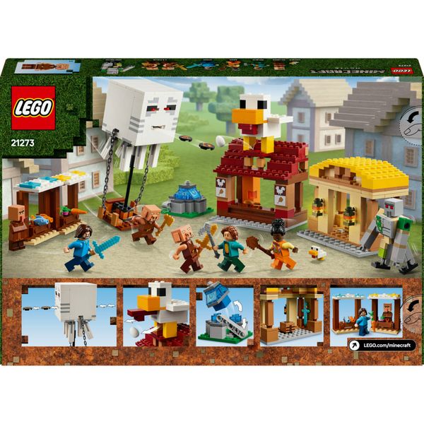 Lego minecraft 21273 attacco al villaggio del ghast-pallone, giocattolo con casa, funzione esplosiva e personaggi, ragazzi 10+ - MINECRAFT, LEGO