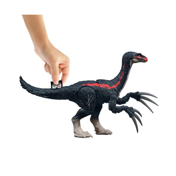 Mattel jurassic world - terizinosauro attacca e ruggisci, dinosauro con azione d'attacco, ruggito ed effetti sonori - Jurassic World