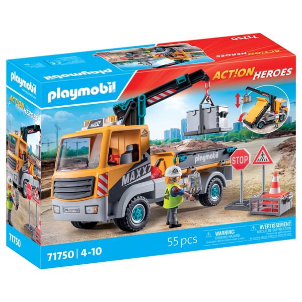 Playmobil action heroes 71750 camion da cantiere con gru - 4+ anni - Playmobil