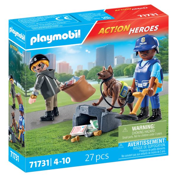 Playmobil action heroes 71731 unità cinofila e ladro - 4+ anni - Playmobil