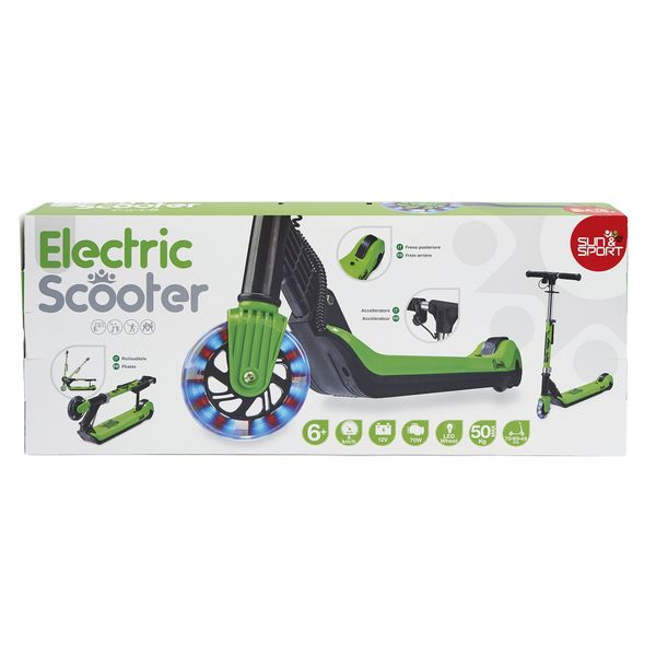 Monopattino elettrico 12v pieghevole con led, freno posteriore, pedana antiscivolo, autonomia 60 min, velocità 8 km/h, max 50 kg - SUN&SPORT