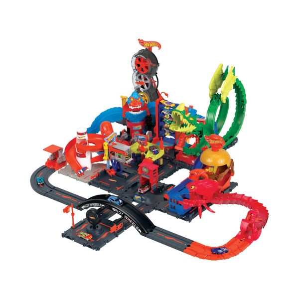 Hot wheels city - creature mostruose, set singolo assortito collegabile con pista e macchinina inclusa - Hot Wheels