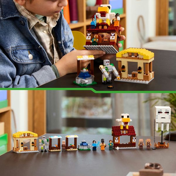 Lego minecraft 21273 attacco al villaggio del ghast-pallone, giocattolo con casa, funzione esplosiva e personaggi, ragazzi 10+ - MINECRAFT, LEGO