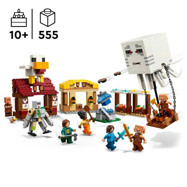 Lego minecraft 21273 attacco al villaggio del ghast-pallone, giocattolo con casa, funzione esplosiva e personaggi, ragazzi 10+ - MINECRAFT, LEGO