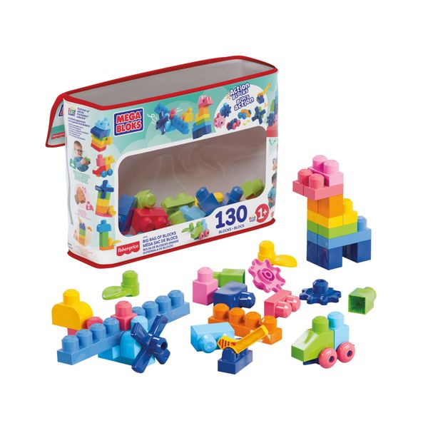 Mega bloks - sacca grande, 130 blocchi colorati e pezzi speciali inclusi - MEGA BLOKS
