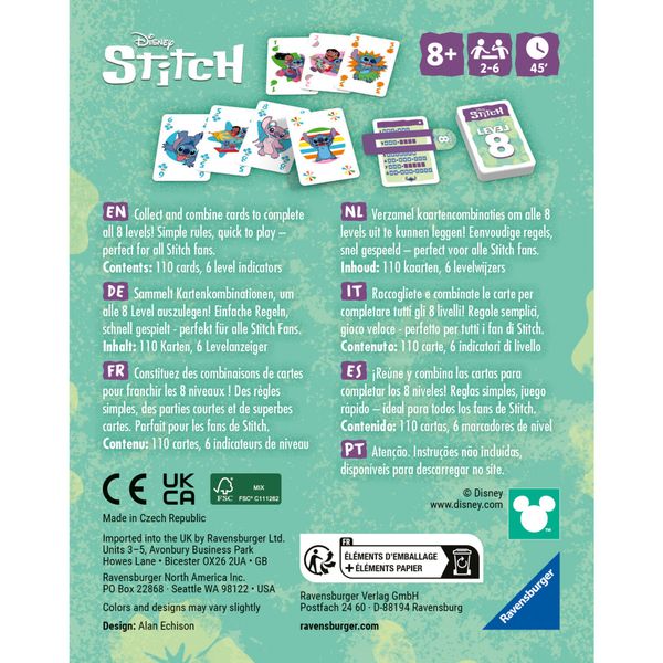 Ravensburger disney stitch level 8 - gioco di carte strategico 8+ anni - Disney Stitch