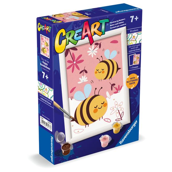 Ravensburger creart - apette felici - kit per dipingere con numeri, 7+ anni - RAVENSBURGER