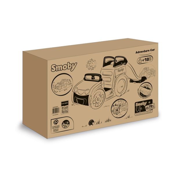 Smoby life adventure car - auto multiattività per bambini 18+ mesi – scivolo, postazione guida e sabbiera - SMOBY