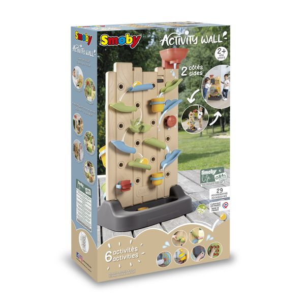 Smoby life activity wall - parete attività bifacciale con 6+ giochi e 29 accessori – divertimento educativo - SMOBY