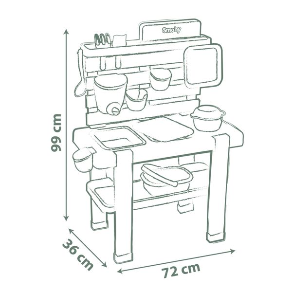 Centro giardinaggio smoby life per bambini – cucina da esterno con accessori, resistente e realistica - SMOBY
