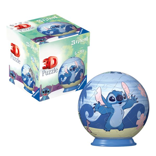 Ravensburger 3d puzzle disney stitch - 54 pezzi - puzzle sferico per bambini 6+ - Disney Stitch