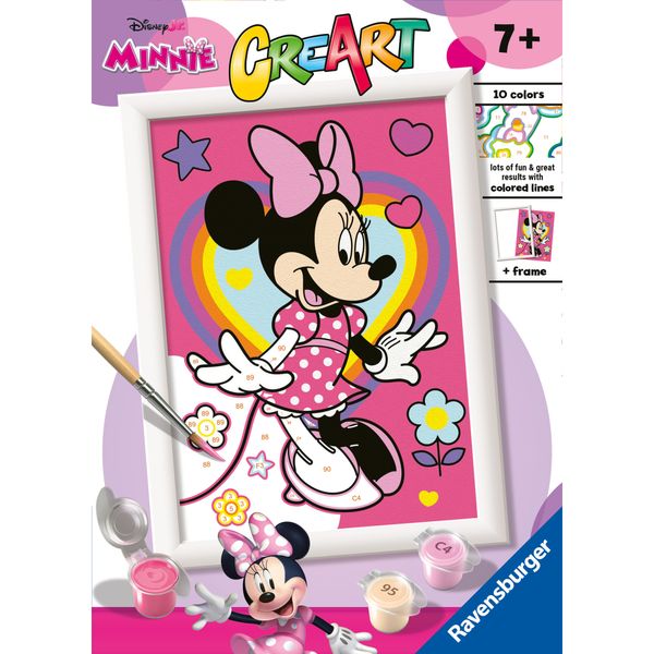 Ravensburger creart - minnie - dipingi con i numeri, set completo 7+ anni - Minnie