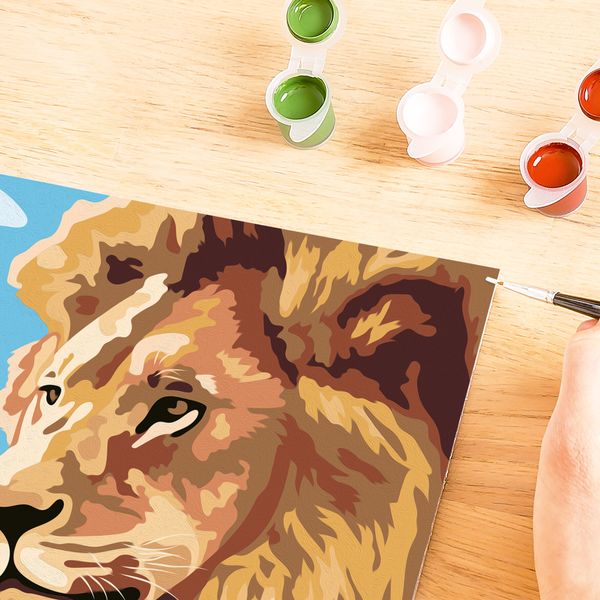 Ravensburger creart - leone e cucciolo - attività di pittura con numeri, 9+ anni - RAVENSBURGER