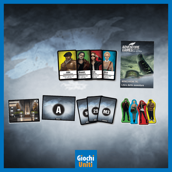 Adventure game: monochrome inc. - gioco da tavolo per 1-4 giocatori dai 12 anni in su - Giochi Uniti