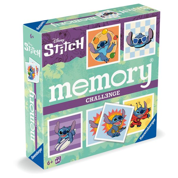 Ravensburger memory stitch challenge - gioco di memoria con 64 carte, 6+ anni - Disney Stitch