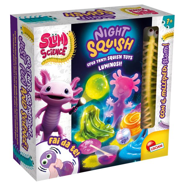 Slumi science night squish – squishy luminosi fai-da-te: crea e illumina le tue creature nel buio! - LISCIANI