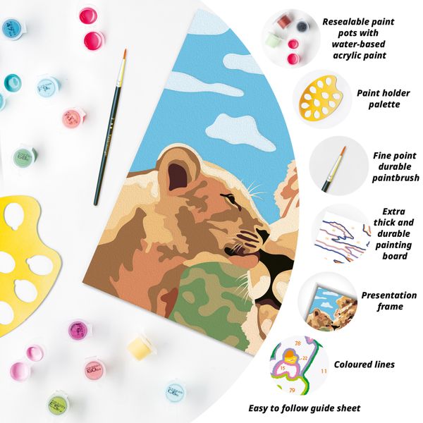 Ravensburger creart - leone e cucciolo - attività di pittura con numeri, 9+ anni - RAVENSBURGER