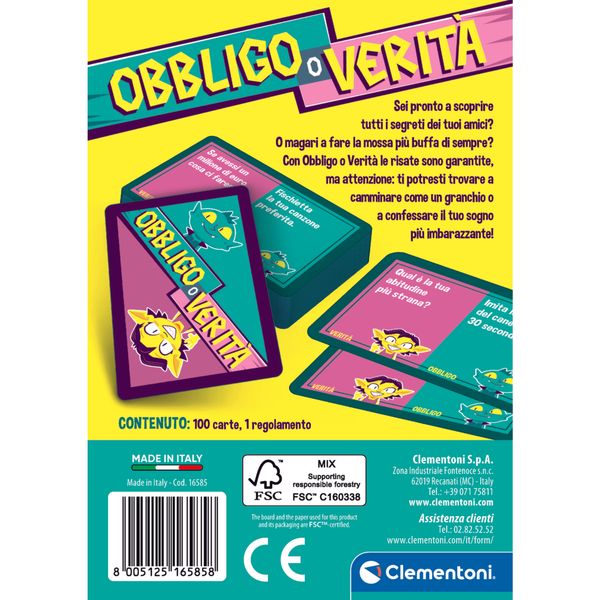 Clementoni obbligo o verità 16585 – gioco di società divertente - SAPIENTINO