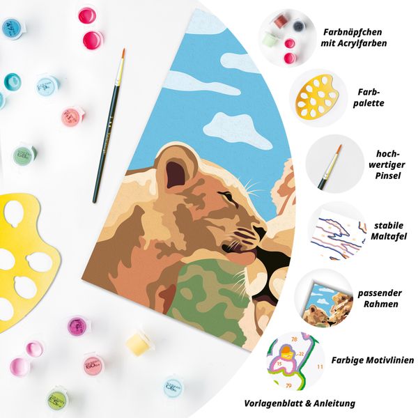 Ravensburger creart - leone e cucciolo - attività di pittura con numeri, 9+ anni - RAVENSBURGER