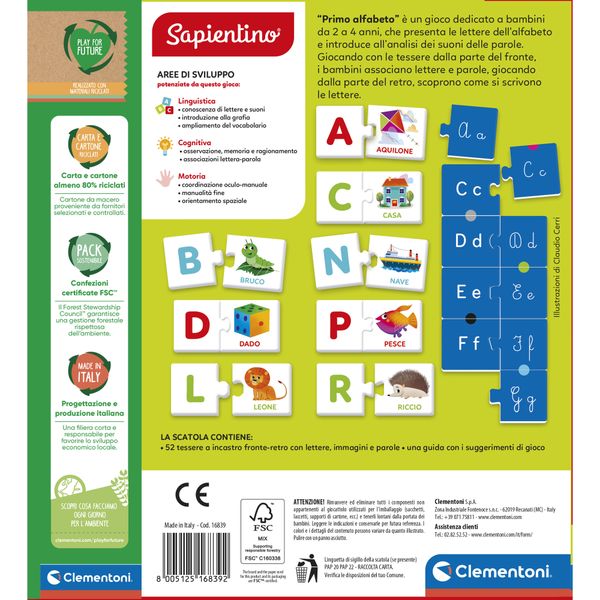 Clementoni primo alfabeto 16839 – gioco educativo per imparare l'alfabeto - SAPIENTINO