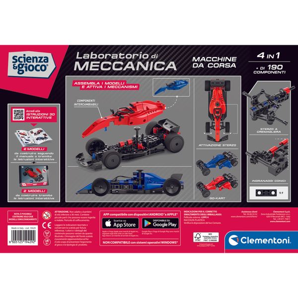 Clementoni scienza & gioco macchina da corsa 2 in 1 19429 – kit giocattolo macchina da corsa - CLEMENTONI