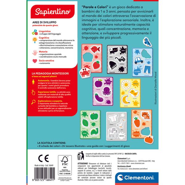 Clementoni montessori parole e colori 16849 – gioco montessori educativo - SAPIENTINO