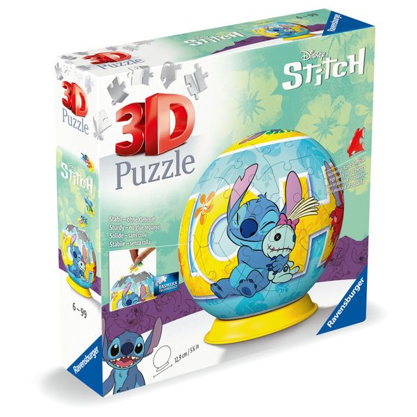 Ravensburger 3d puzzle ball disney stitch - 72 pezzi - puzzle originale 6+ - Disney Stitch