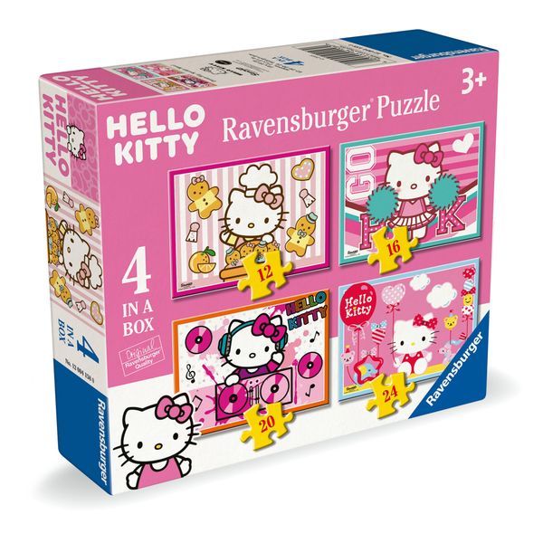 Ravensburger - puzzle hello kitty, set 4 in 1: 12, 16, 20, 24 pezzi -età 3+ anni - Hello Kitty