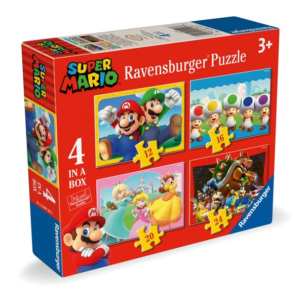 Ravensburger puzzle super mario - set 4 in 1 - 4 puzzle progressivi 12-24 pezzi, 3+ anni - Super Mario