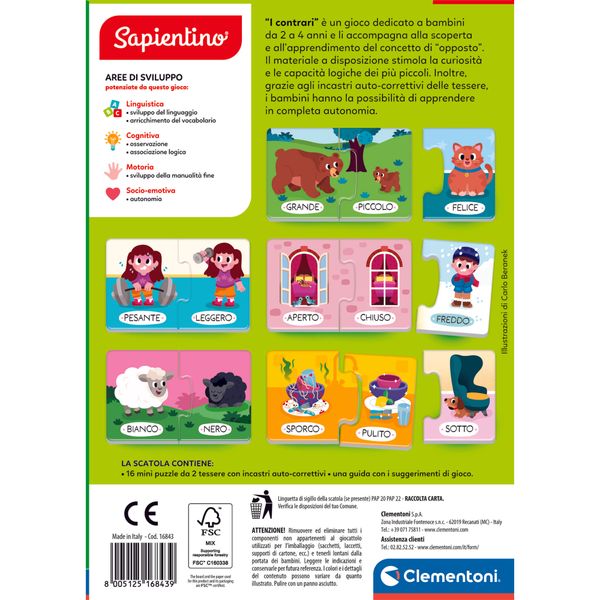 Clementoni i contrari 16843 – gioco educativo sui contrari - SAPIENTINO