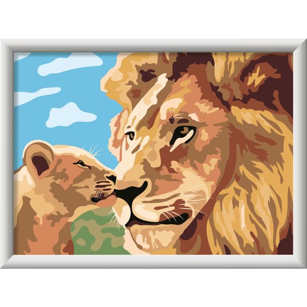 Ravensburger creart - leone e cucciolo - attività di pittura con numeri, 9+ anni - RAVENSBURGER