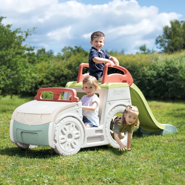 Smoby life adventure car - auto multiattività per bambini 18+ mesi – scivolo, postazione guida e sabbiera - SMOBY