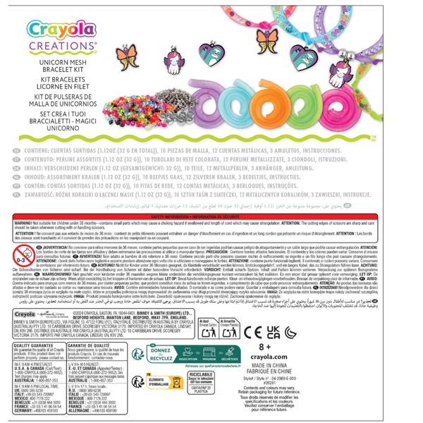 Crayola creations - set crea i tuoi braccialetti unicorn magic, attività creativa e regalo per bambine, da 8 anni - CRAYOLA