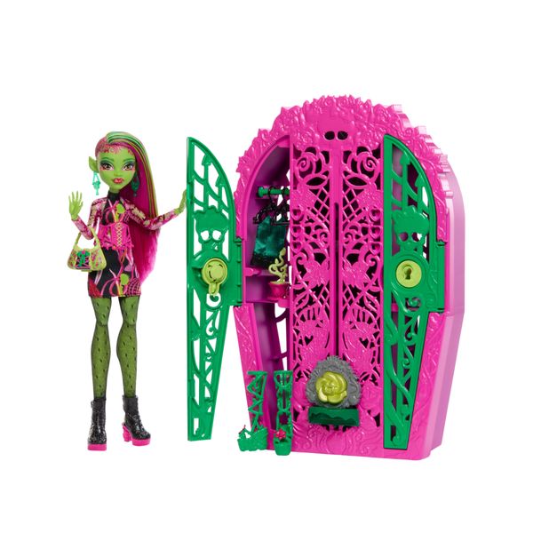Monster high - venus mcflytrap e i misteri in giardino, set con bambola e guardaroba, 19 accessori e abiti inclusi - Monster High