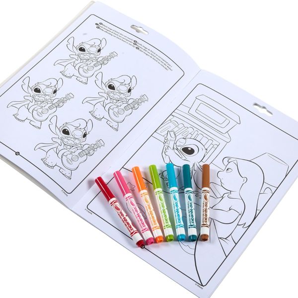 Crayola - album attività & coloring lilo&stitch, 32 pagine da colorare e 7 mini pennarelli lavabili, 04-0865 - CRAYOLA, Disney Stitch