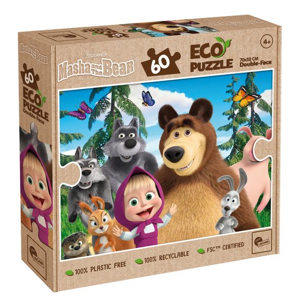 Eco-puzzle da colorare – completa il puzzle e colora la scena sul retro! divertimento educativo e sostenibile - LISCIANI, MASHA & ORSO