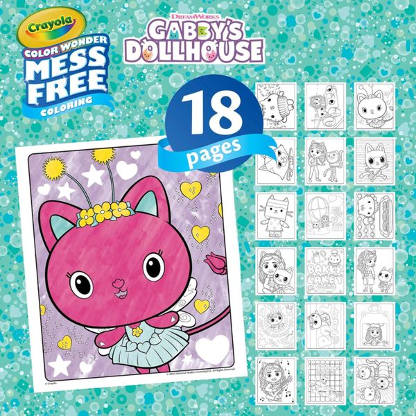 Crayola color wonder - coloring set con 18 pagine da colorare e 4 pennarelli senza macchia, soggetto gabby's dollhouse - CRAYOLA, GABBY'S DOLLHOUSE
