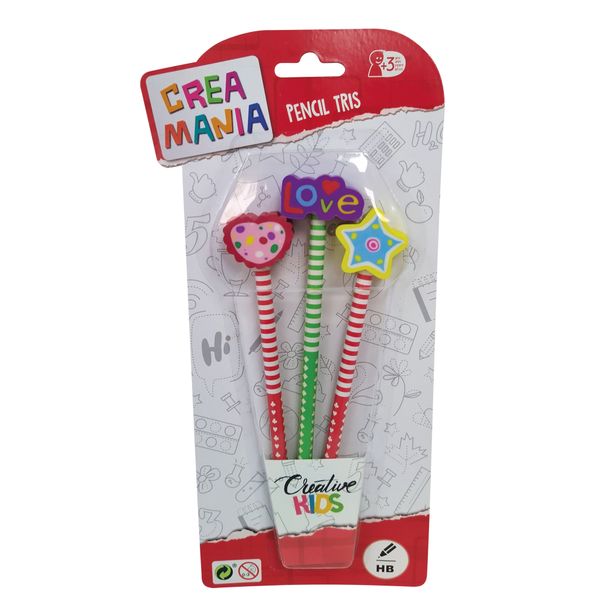 Tris di matite assortito in diverse fantasie- crea mania - 