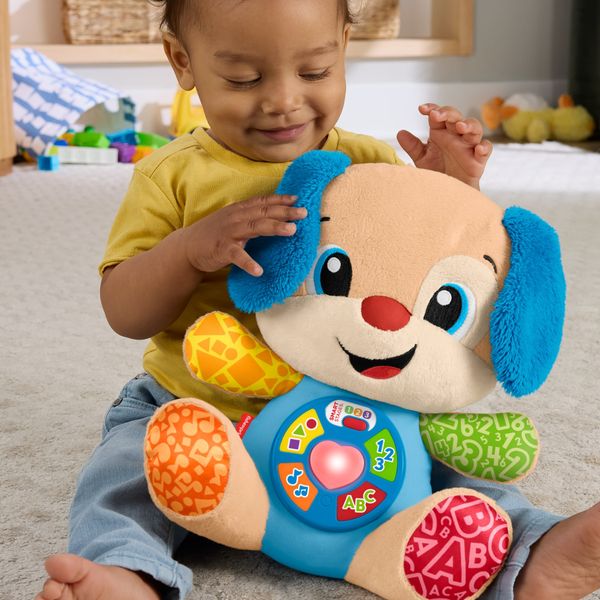 Fisher-price - il cagnolino smart stages blu, peluche musicale per l'apprendimento con luci, suoni e frasi - FISHER-PRICE