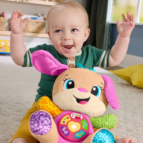 Fisher-price - la sorella di cagnolino smart stages, peluche rosa musicale per l'apprendimento con luci, suoni e frasi - FISHER-PRICE