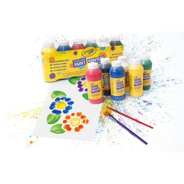 Crayola – washable paint, set 6 tempere lavabili a base d’acqua – colori brillanti e facili da pulire, perfetti per attività creative - CRAYOLA