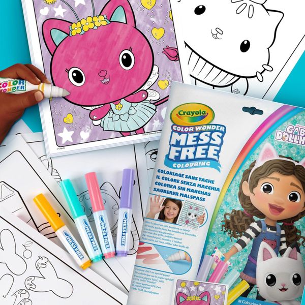Crayola color wonder - coloring set con 18 pagine da colorare e 4 pennarelli senza macchia, soggetto gabby's dollhouse - CRAYOLA, GABBY'S DOLLHOUSE