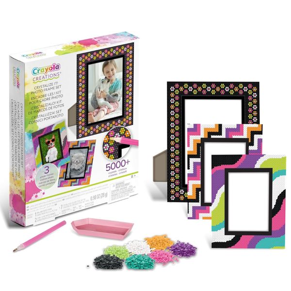 Crayola creations - set cornici portafoto personalizzabili con cristalli colorati, attività creativa e regalo per bambine, da 8 anni - CRAYOLA