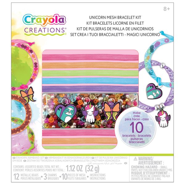 Crayola creations - set crea i tuoi braccialetti unicorn magic, attività creativa e regalo per bambine, da 8 anni - CRAYOLA