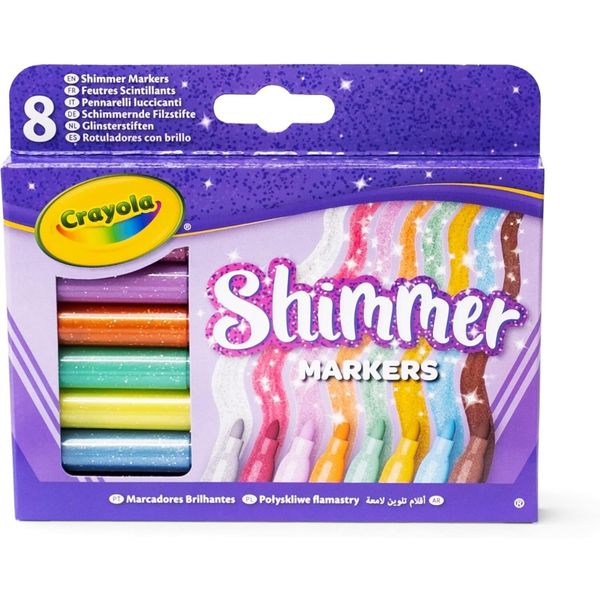 Crayola shimmer markers, 8 pennarelli glitter scintillanti - CRAYOLA