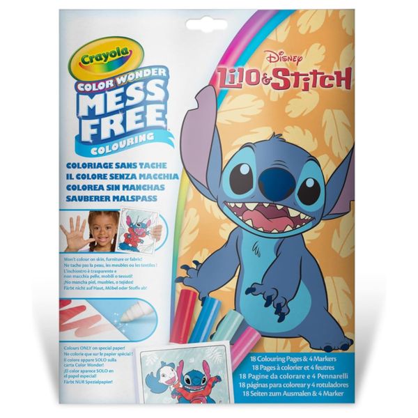 Color wonder coloring set con 18 pagine da colorare e 4 pennarelli - crayola - Disney Stitch