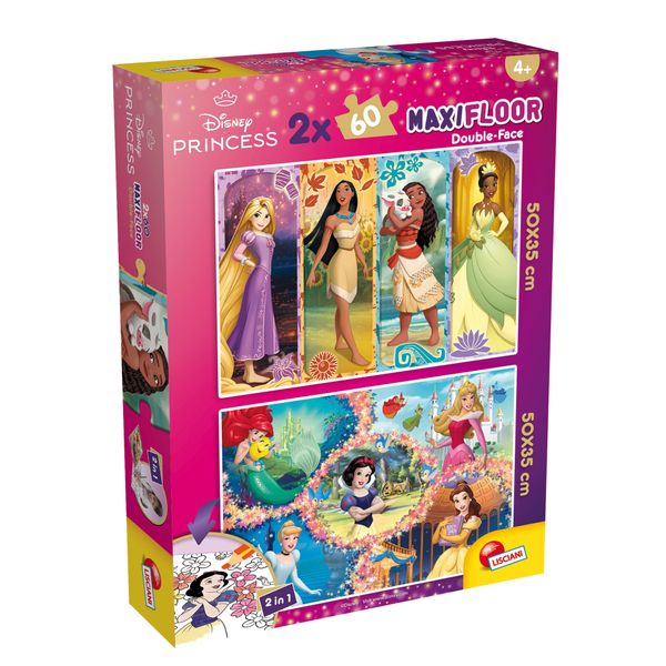 Puzzle df maxi floor 2x60 princess – due puzzle disney con le principesse più amate - DISNEY PRINCESS, LISCIANI