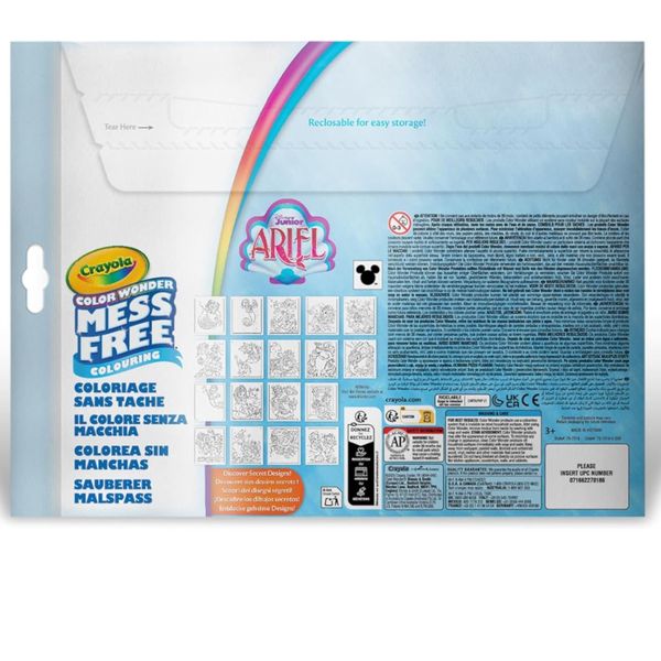 Color wonder, ariel set con 18 pagine da colorare e 4 pennarelli - CRAYOLA