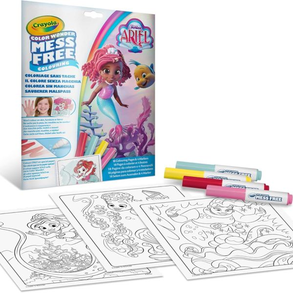 Color wonder, ariel set con 18 pagine da colorare e 4 pennarelli - CRAYOLA