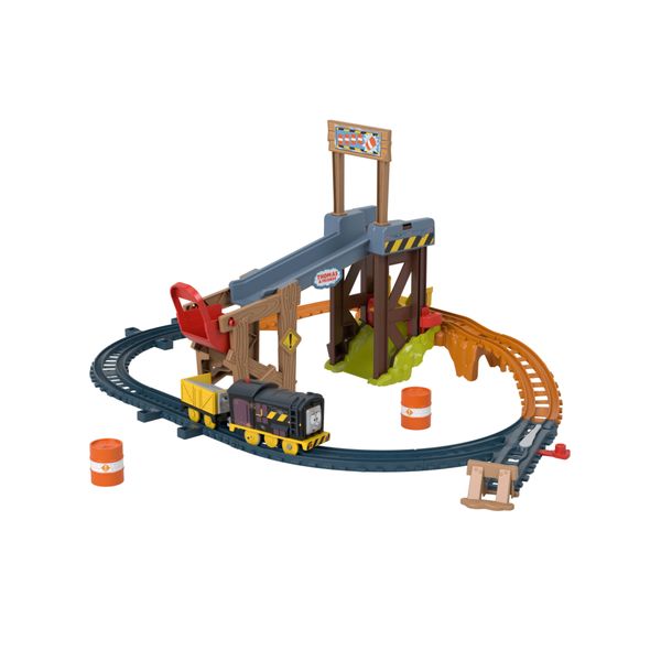 Il trenino thomas - pista cantiere di diesel, set a tema cantiere con pista e 2 veicoli motorizzati - THOMAS & FRIENDS